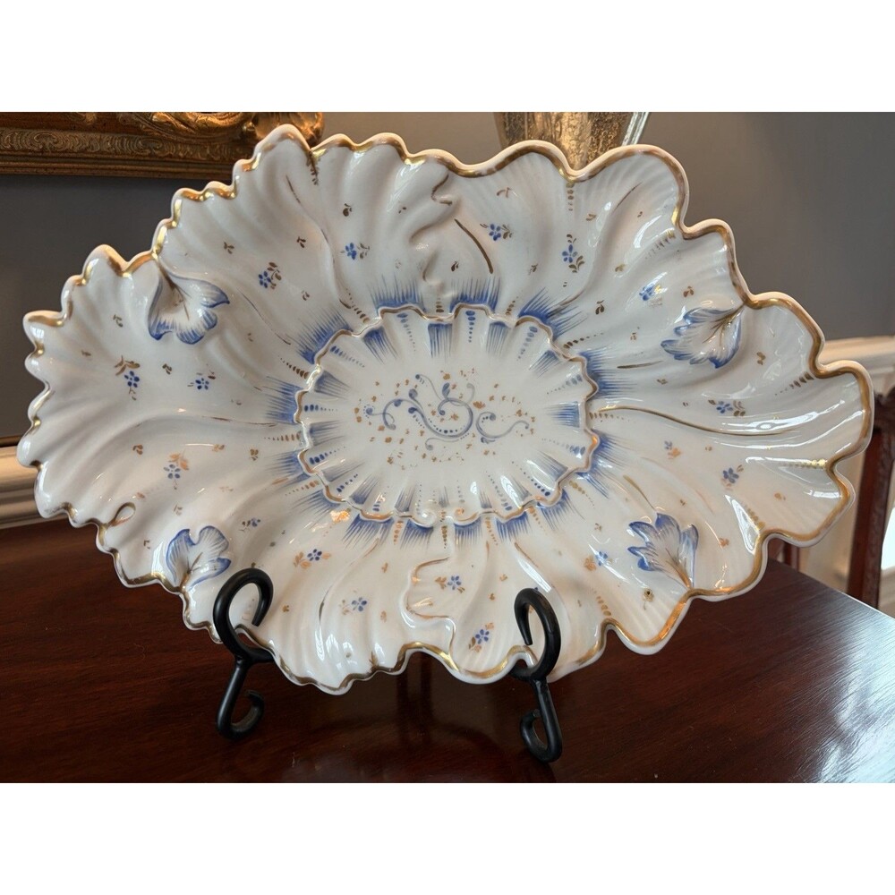 KPM Krister Silesia Germany Porcelain Oval Serving Bowl Plate 1845 to 1870